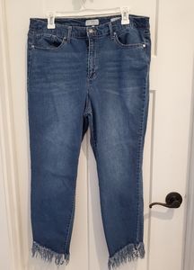 Sofia by Sofia Vergara Distressed Hem Blue Cropped Jeans